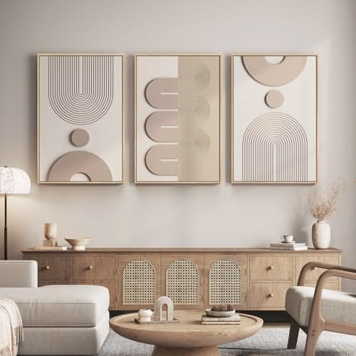 Minimalist Beige 3D Textured Wall Art Set of 3