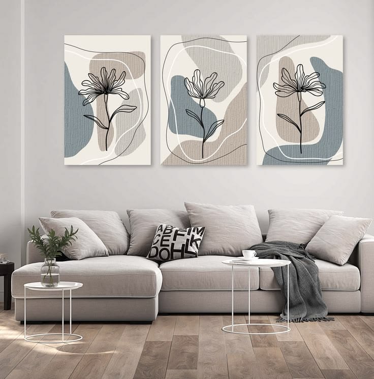 Minimalist Botanical Line Art Wall Decor Set of 3