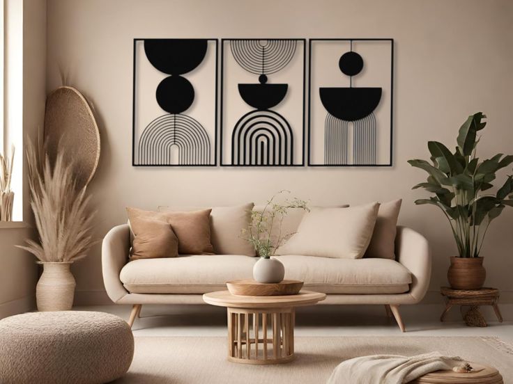Modern Black & Gold Abstract Wall Art Set