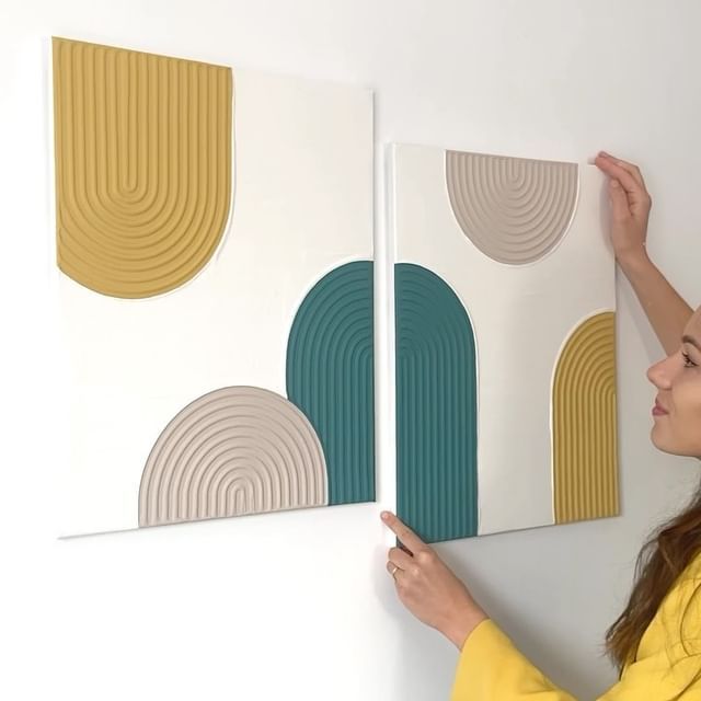 Modern Colorful Arch Abstract Wall Art Set of 2
