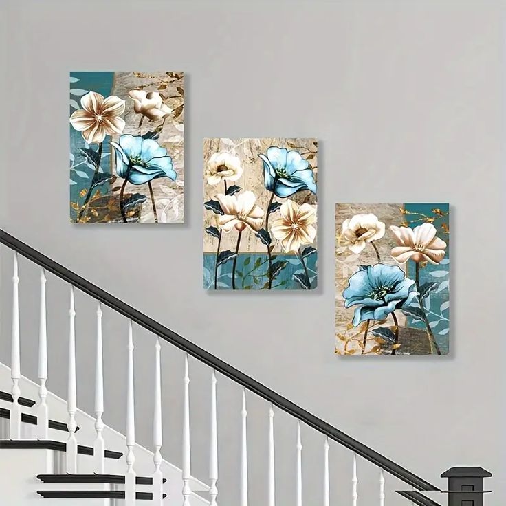 Modern White Floral Vase Wall Art – Set of 3