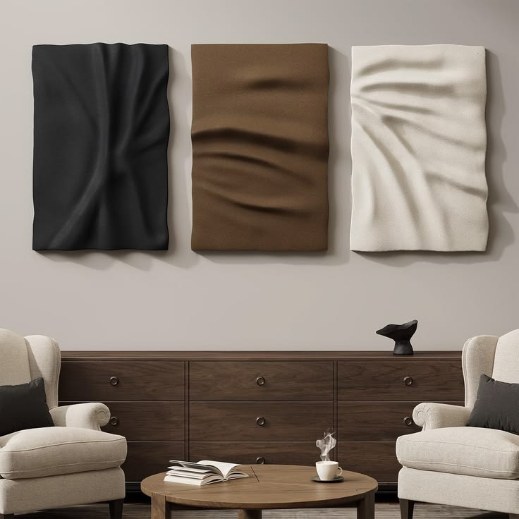 Textured Fabric-Inspired Wall Art Set