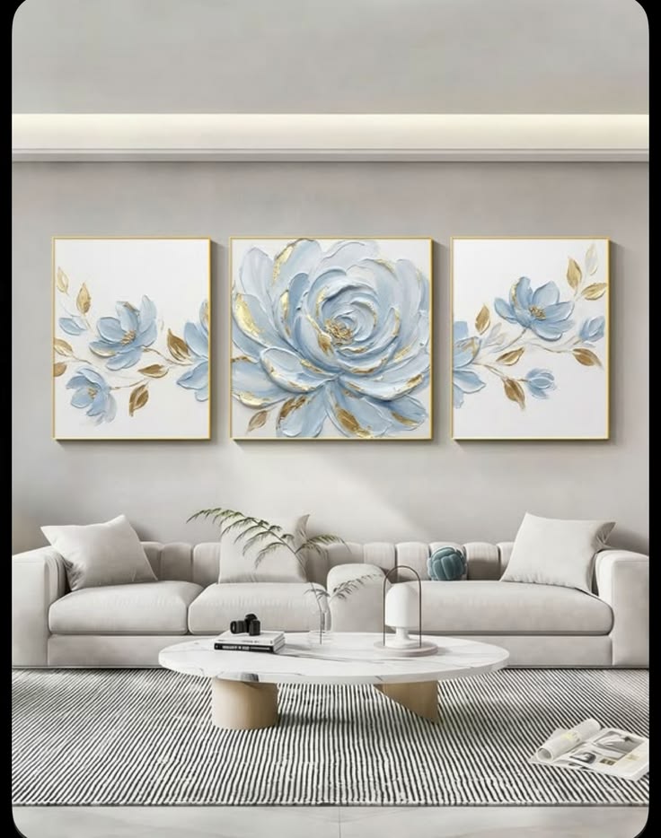 Azure Bloom 3-Piece Wall Art