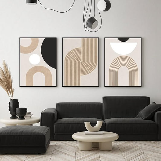 Black & Cream Minimalist Wall Art Set of 3