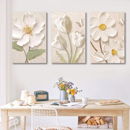 Blue & Gold Floral 3-Piece Wall Art