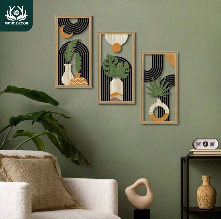 Boho Tropical Botanical Wall Art Set of 3