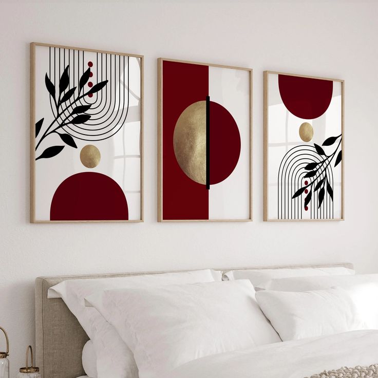 Bordeaux Botanical Wall Art Set of 3