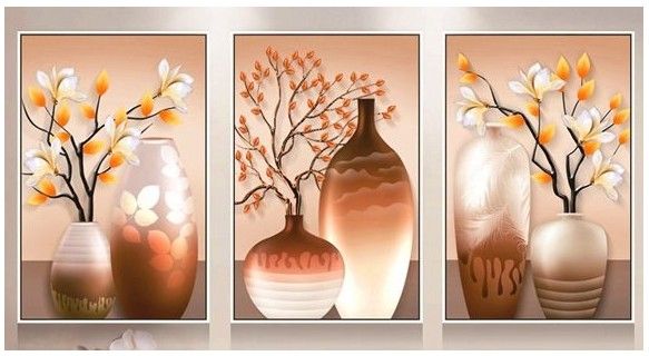 Elegant Autumn Vase Floral Wall Art – Set of 3