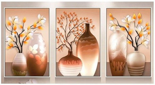 Elegant Autumn Vase Floral Wall Art – Set of 3