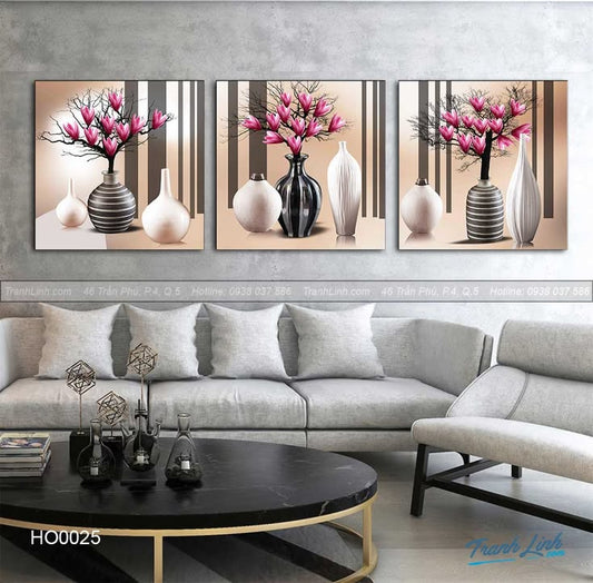 Elegant Blue Floral Wall Art – Set of 3