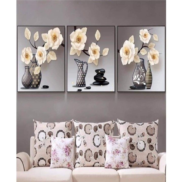 Elegant White Floral Vase Wall Art – Set of 3