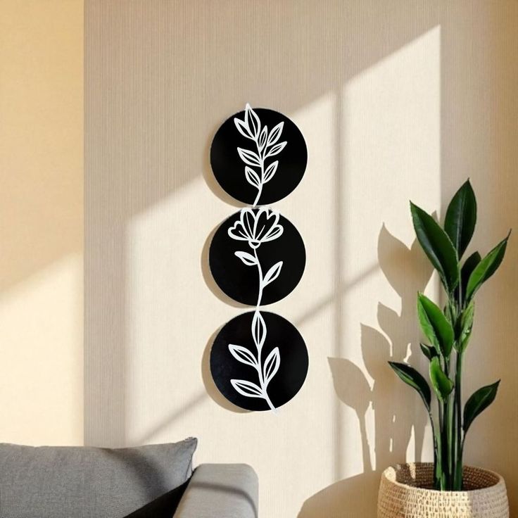 Emerald Green & Black Geometric Wall Art Set of 3