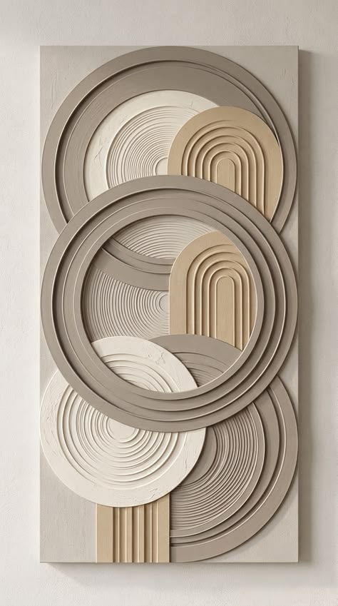 Layered Neutral Circular 3D Wall Art