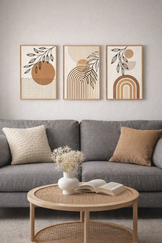 Minimalist Black & Beige Botanical Wall Art – Set of 3