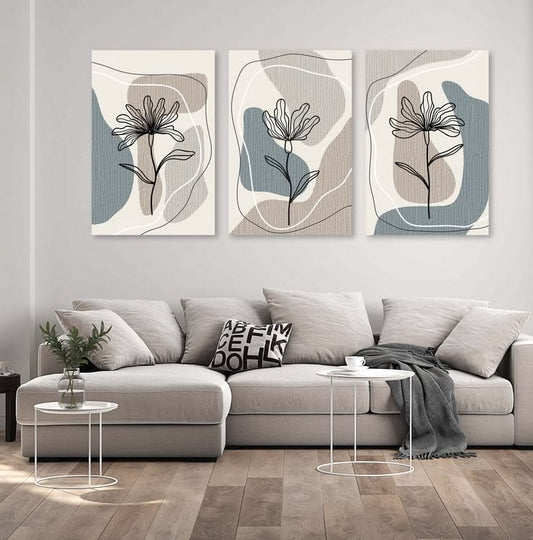 Minimalist Botanical Line Art Wall Decor Set of 3