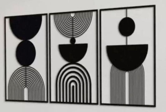 Modern Black Arch & Circle Wall Art Set of 3