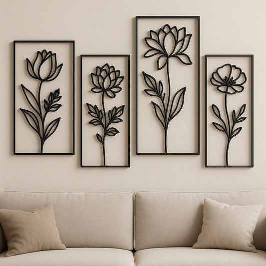 modern floral line art wall decor