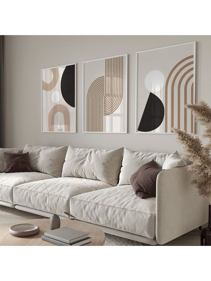 Modern Neutral Arch & Circle Wall Art Set of 3