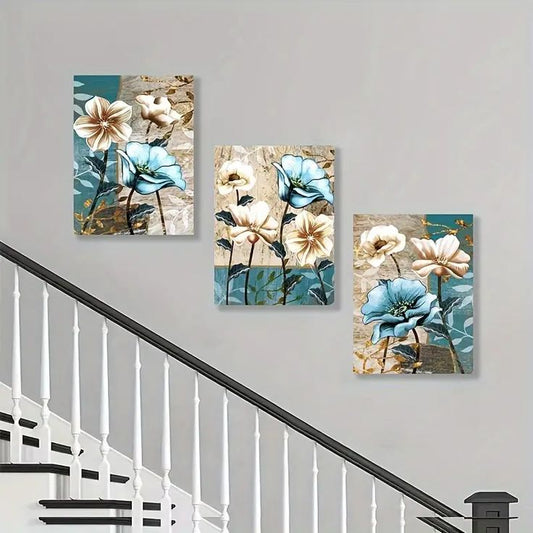 Modern White Floral Vase Wall Art – Set of 3