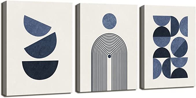 Navy Geometry Modern Wall Art Set of 3