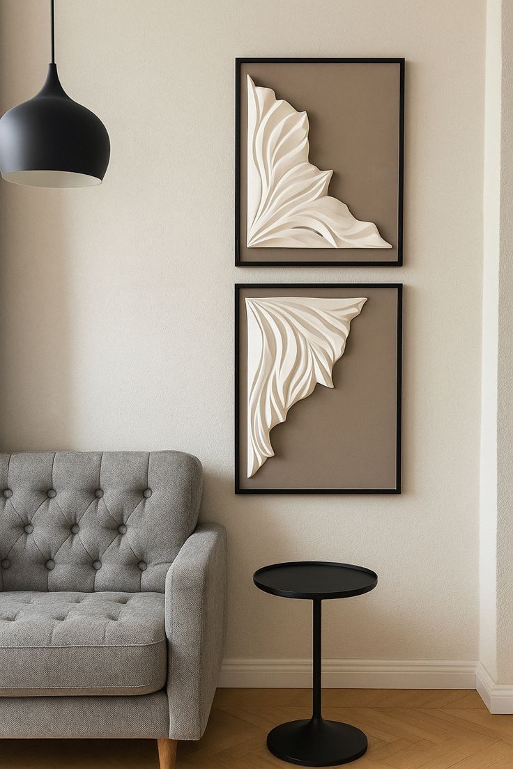 Neutral Abstract 3D Relief Wall Art Set of 2
