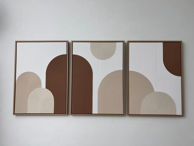 Neutral Beige Abstract Arch Wall Art Set of 3