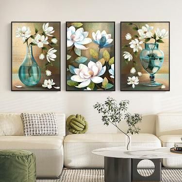 Neutral Boho Botanical Abstract Wall Art – Set of 3