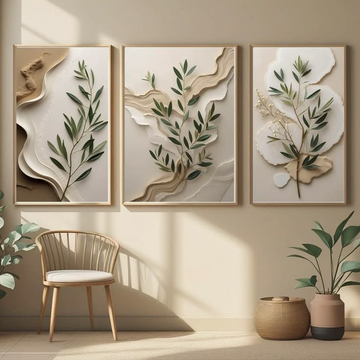 Olive Botanical 3-Piece Wall Art