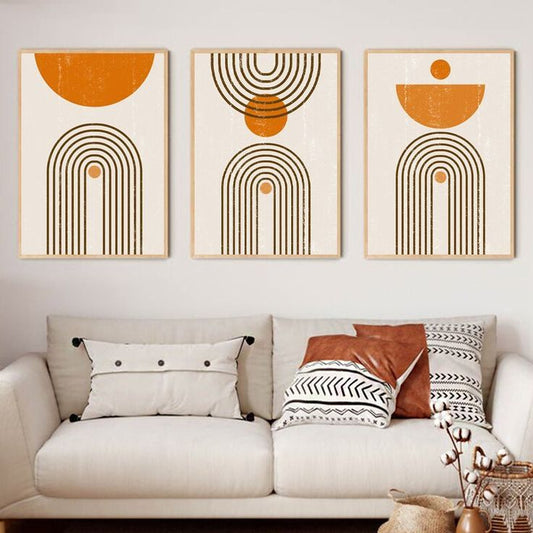Rust Orange & Neutral Arch Wall Art Set of 3