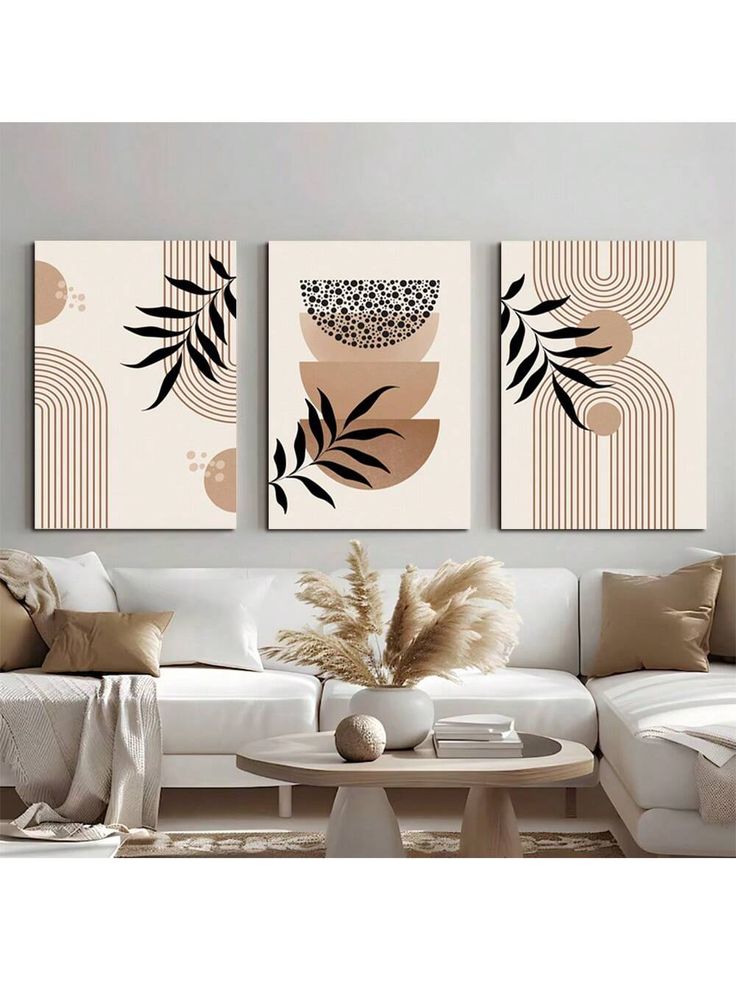 Sage Green Botanical Abstract Wall Art – Set of 3