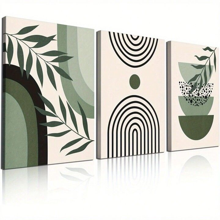 Sage Green Botanical Arch Wall Art Set of 3