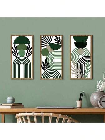 Sage Green & Cream Sculptural Textured Wall Art Set of 3