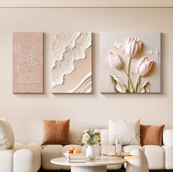 Soft Bloom 3-Piece Floral Wall Art