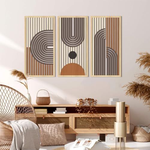 Warm Neutral Geometric Wall Art Set of 3